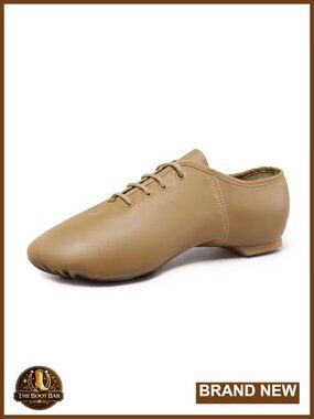 Leather Lace Up Jazz Dance Shoes for Women Men Unisex Closed Toe